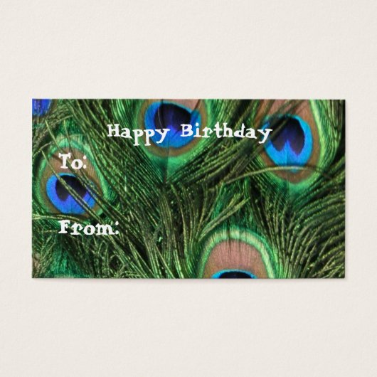 Peacock Birthday Gift Labels Visitekaartjes (Voorkant)