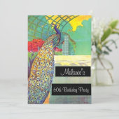 Peacock Birthday Party Invitation Kaart (Staand voorkant)