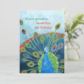 Peacock Birthday Party Invitations for Kids Kaart (Staand voorkant)