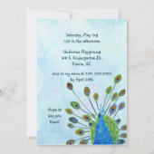 Peacock Birthday Party Invitations for Kids Kaart (Achterkant)