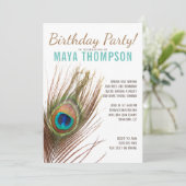 Peacock Birthday Party Kaart (Staand voorkant)