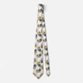 Peacock Black White Gold Mannen Necktie Stropdas (Voorkant)