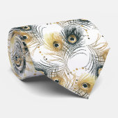 Peacock Black White Gold Mannen Necktie Stropdas (Opgerold)