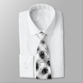 Peacock Black White Mannen Necktie Stropdas