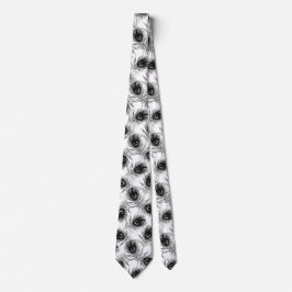 Peacock Black White Mannen Necktie Stropdas