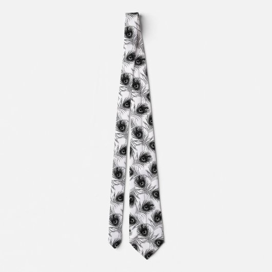 Peacock Black White Mannen Necktie Stropdas (Achterkant)