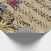 Peacock, Blad Music en Flowers Cadeaupapier (Hoek)