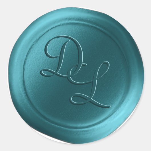 Peacock Blauw 2 Letter Monogram Wax Seal Stickers (Voorkant)