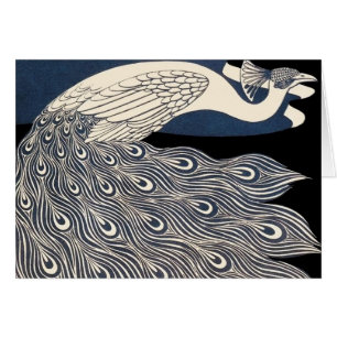 Peacock Blauw Art Nouveau Art
