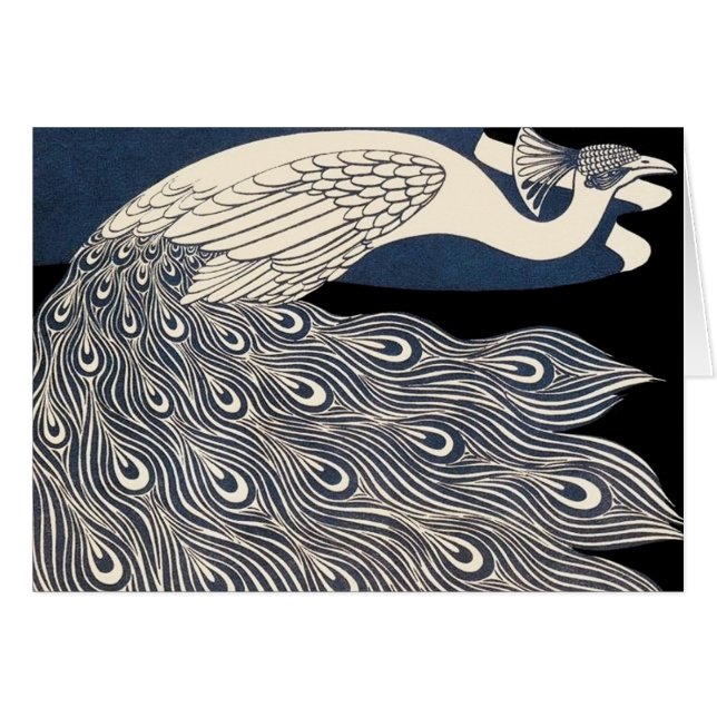 Peacock  Blauw Art Nouveau Art (Voorkant Horizontaal)