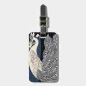 Peacock  Blauw Art Nouveau Art Bagagelabel (Voorkant verticaal)