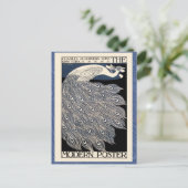 Peacock  Blauw Art Nouveau Art Briefkaart (Staand voorkant)
