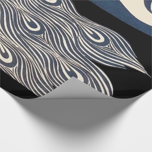 Peacock  Blauw Art Nouveau Art Cadeaupapier (Hoek)