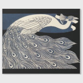Peacock  Blauw Art Nouveau Art Cadeaupapier (Vlak)