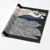 Peacock  Blauw Art Nouveau Art Cadeaupapier (Uitgerold)