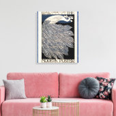 Peacock Blauw Art Nouveau Art Canvas Afdruk (Insitu (Woonkamer))