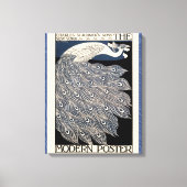 Peacock  Blauw Art Nouveau Art Canvas Afdruk (Voorkant)