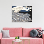 Peacock  Blauw Art Nouveau Art Canvas Afdruk (Insitu (Woonkamer))
