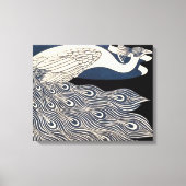 Peacock  Blauw Art Nouveau Art Canvas Afdruk (Voorkant)