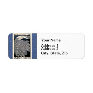 Peacock  Blauw Art Nouveau Art Etiket