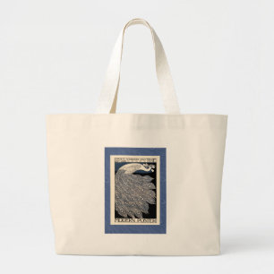 Peacock  Blauw Art Nouveau Art Grote Tote Bag