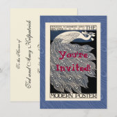 Peacock  Blauw Art Nouveau Art Kaart (Voorkant / Achterkant)