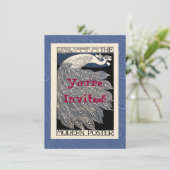 Peacock  Blauw Art Nouveau Art Kaart (Staand voorkant)