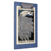 Peacock  Blauw Art Nouveau Art Klembord (Rechts)