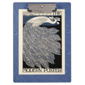 Peacock  Blauw Art Nouveau Art Klembord (Voorkant)