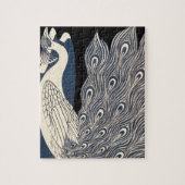 Peacock  Blauw Art Nouveau Art Legpuzzel (Verticaal)