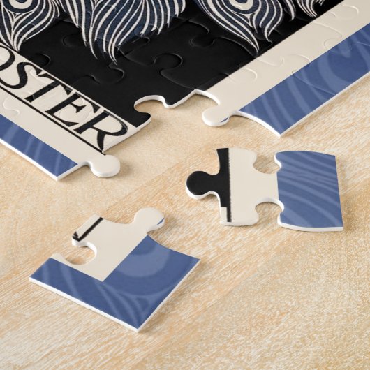 Peacock  Blauw Art Nouveau Art Legpuzzel (Zijkant)