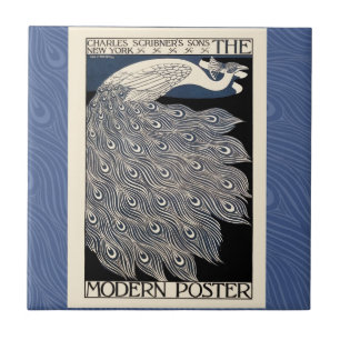 Peacock  Blauw Art Nouveau Art Tegeltje