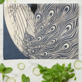 Peacock  Blauw Art Nouveau Art Theedoek (Gevouwen)