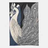 Peacock  Blauw Art Nouveau Art Theedoek (Verticaal)