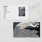 Peacock  Blauw Art Nouveau Art Visitekaartje (Voorkant / Achterkant)