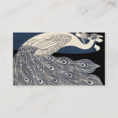 Peacock  Blauw Art Nouveau Art Visitekaartje (Achterkant)