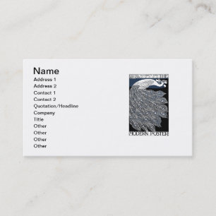 Peacock  Blauw Art Nouveau Art Visitekaartje