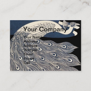 Peacock  Blauw Art Nouveau Art Visitekaartje