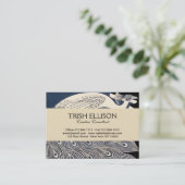 Peacock Blauw Art Nouveau Art Visitekaartje (Staand voorkant)