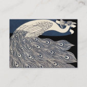 Peacock Blauw Art Nouveau Art Visitekaartje (Achterkant)