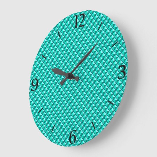 Peacock blauw, enamel look, bestudeerd raster grote klok (Hoek)