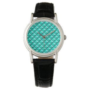 Peacock blauw, enamel look, bestudeerd raster horloge
