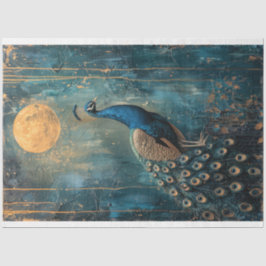 Peacock, blauw, groen & goud, maanlicht, nouveau tissuepapier
