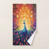 Peacock - Blauw Groen Roze Sinaasappel Gele Veren Bad Handdoek (Handdoek)
