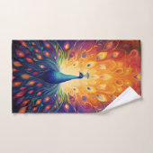 Peacock - Blauw Groen Roze Sinaasappel Gele Veren Bad Handdoek (Handdoek)