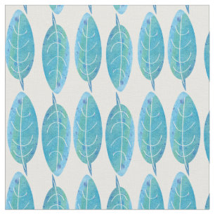 Peacock blauw modern waterverf blad design stof