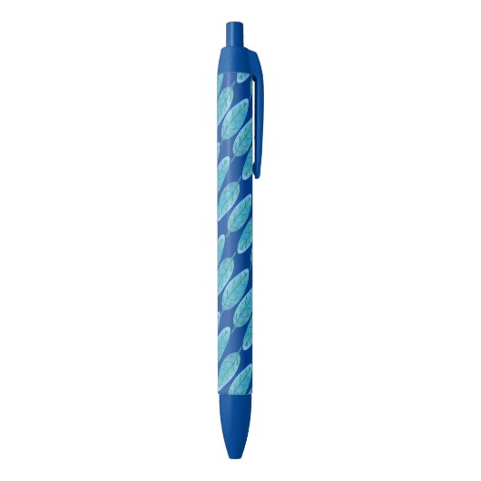 Peacock blauw modern waterverf blad design zwarte inkt pen (Achterkant (Verticaal))