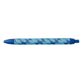 Peacock blauw modern waterverf blad design zwarte inkt pen (Voorkant)
