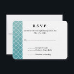 Peacock Blauw Quatrefoil Bruiloft RSVP<br><div class="desc">Peacock Blue Quatrefoil chique bruiloft rsvp</div>