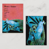 PEACOCK blauw zwart antiek roze Visitekaartje (Voorkant / Achterkant)